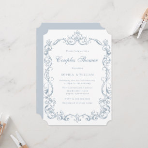 Invitación Ducha de parejas con marco vintage victoriano