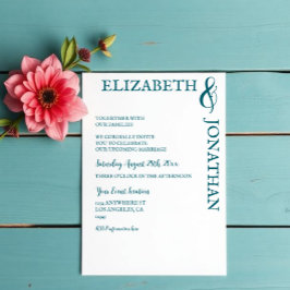 Invitación Ducha de parejas con tipografía moderna en teal os