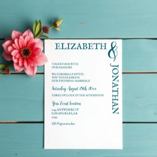 Invitación Ducha de parejas con tipografía moderna en teal os