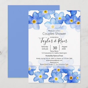Invitación Ducha de parejas Country Blue Forget-Me-Nots
