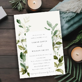 Invitación Ducha de Parejas de Acuarela Foliage Botánico