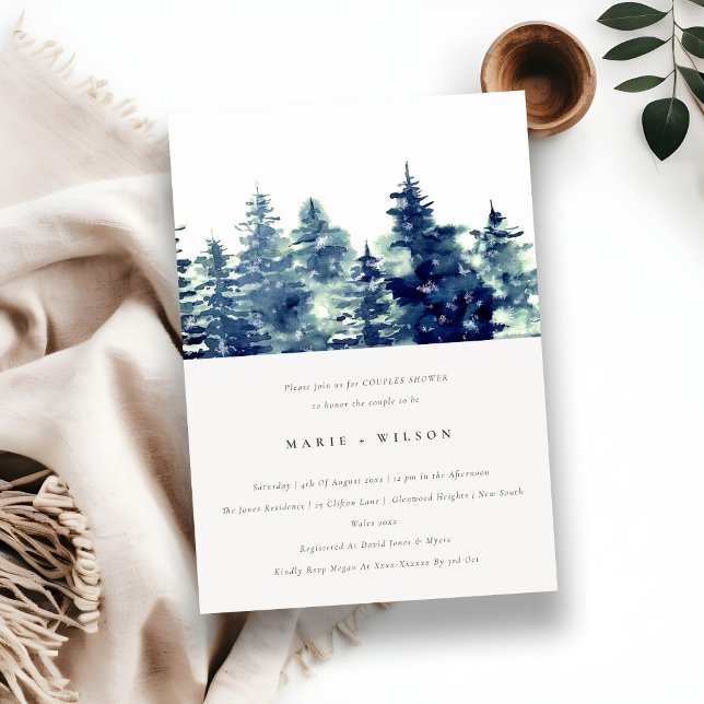 Invitación Ducha De Parejas De Agua De Nieve En El Bosque De  (Subido por el creador)