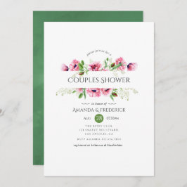 Invitación Ducha de parejas de amapolas rosadas en acuarela