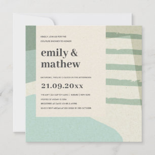 INVITACIÓN DUCHA DE PAREJAS DE ARTE AZUL AZUL DE AQUÍ ABSTRAC