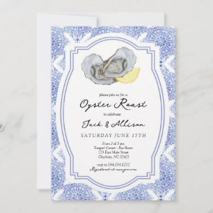 Invitación Ducha de parejas de asado de ostras con azulejos a