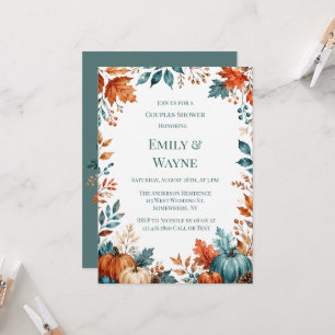 Invitación Ducha de parejas de calabaza elegante de óxido y a
