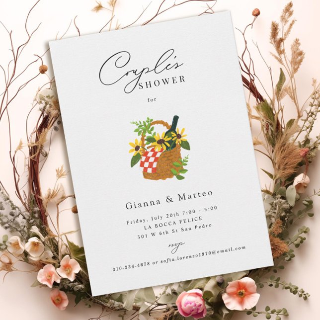 Invitación Ducha de parejas de cestas picnic ilustradas (Subido por el creador)