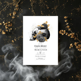 Invitación Ducha de parejas de cráneos y flores góticas vinta