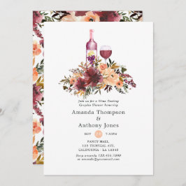 Invitación Ducha de Parejas de Ensayo de Vino Bordo Peach