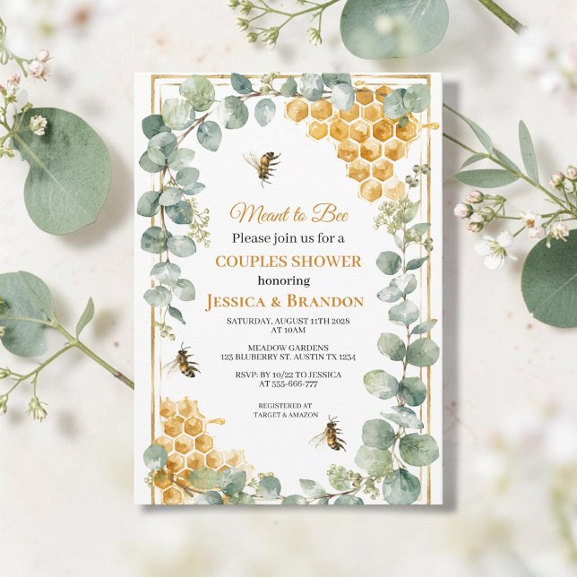Invitación Ducha de parejas de eucalipto Meant to Bee (Subido por el creador)