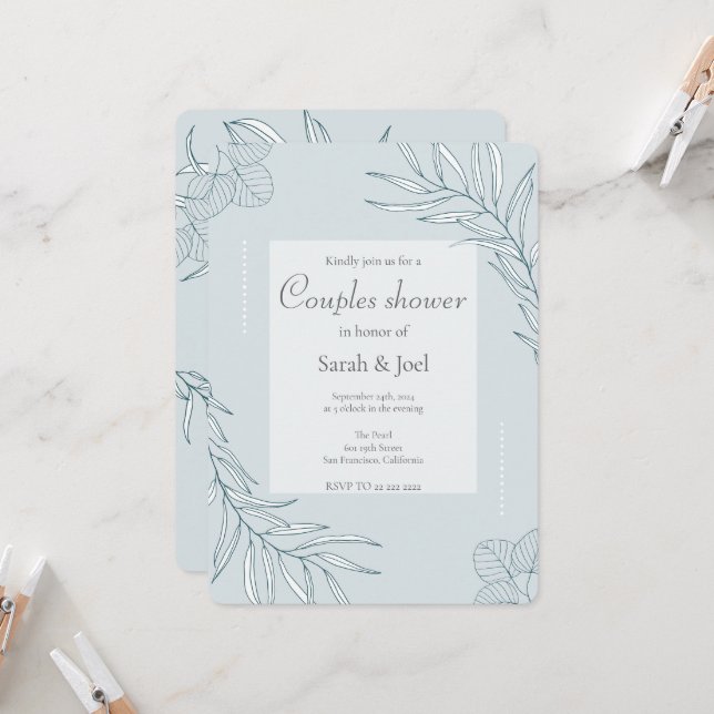 Invitación Ducha de parejas de flores silvestres boho elegant (Anverso/Reverso In Situ)