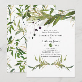 Invitación Ducha de parejas de follaje acuarela