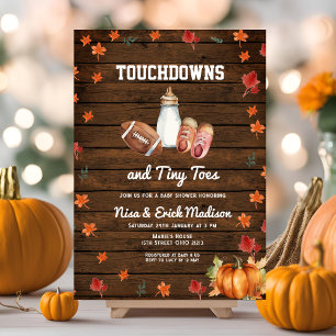 Invitación Ducha de parejas de fútbol americano Wood Touchdow