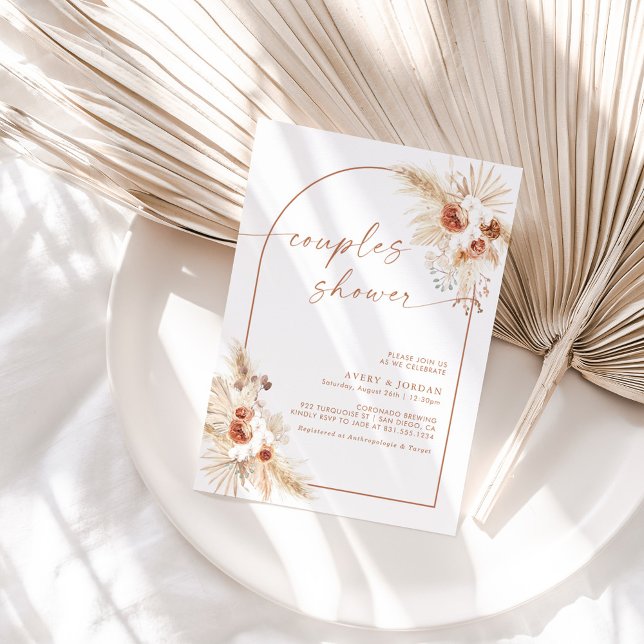 Invitación Ducha de parejas de hierba de Pampas Boho (Subido por el creador)
