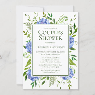 Invitación Ducha de parejas de Hortensias Azules