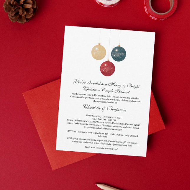 Invitación Ducha de parejas de Navidad elegante  (Subido por el creador)