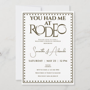 Invitación Ducha de parejas de novias de rodeo occidental