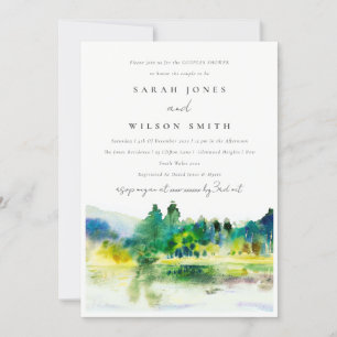 Invitación Ducha de Parejas de Paisaje del Río Montaña del Pa