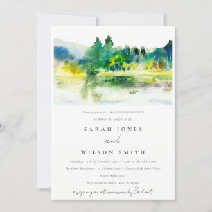 Invitación Ducha de Parejas de Paisaje del Río Montaña del Pa