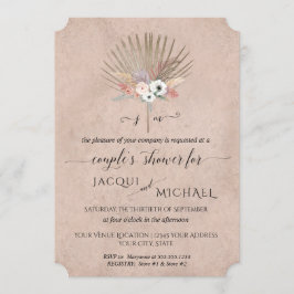Invitación Ducha de parejas de pampas florales BOHO rosa sonr