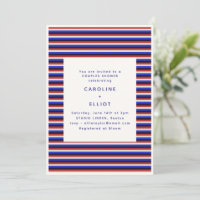 Ducha de parejas de raya roja blanca y azul retro