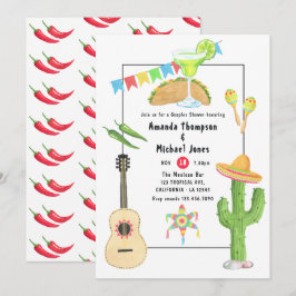 Invitación Ducha de parejas de taco y tequila de fiesta mexic