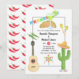 Invitación Ducha de parejas de taco y tequila de fiesta mexic