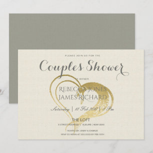 INVITACIÓN DUCHA DE PAREJAS DE TIPOGRAFÍA DE ORO SENCILLA