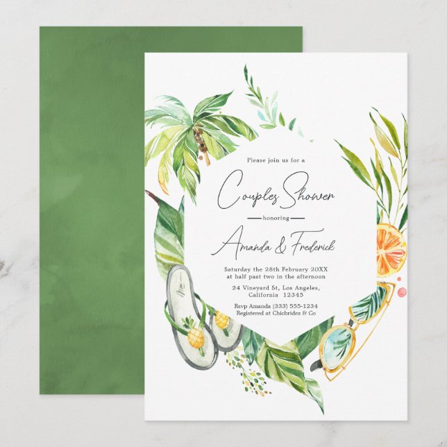 Invitación Ducha de parejas de verano (Anverso / Reverso)