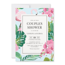 Ducha de parejas de verano con flamenco tropical y