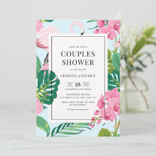 Invitación Ducha de parejas de verano con flamenco tropical y