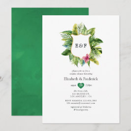 Invitación Ducha de parejas de verano tropical con monograma 
