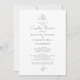 Invitación Ducha de parejas elegantes Deja negro y blanco