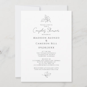 Invitación Ducha de parejas elegantes Deja negro y blanco