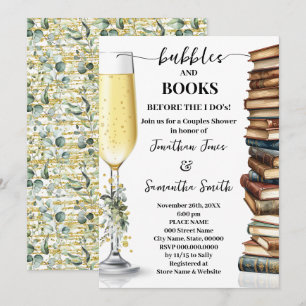 Invitación Ducha de parejas Eucalyptus Gold Bubbles & Books