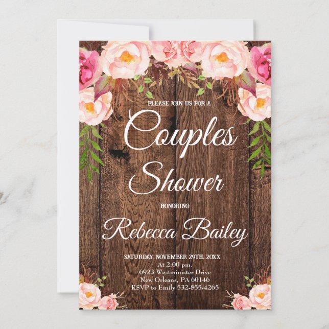 Invitación Ducha de parejas, fiesta de ducha de boda (Anverso)