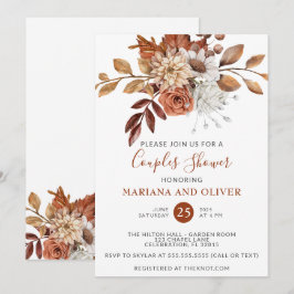 Invitación Ducha de parejas floral acuarela de otoño