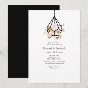 Invitación Ducha de parejas floral de terrario geométrico boh