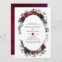 Invitación Ducha de parejas floral violeta Bordo
