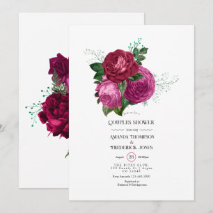 Invitación Ducha de parejas floral Viva Magenta