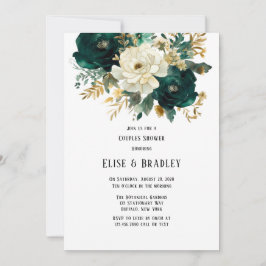 Invitación Ducha de Parejas Florales Botánicas de Oro Verde