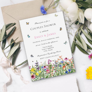 Invitación Ducha de Parejas Florales de Acuarela
