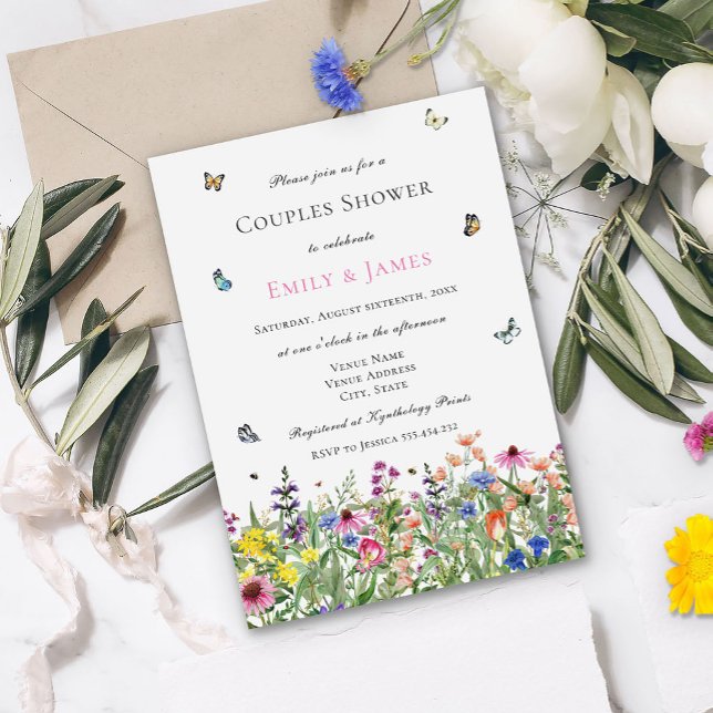 Invitación Ducha de Parejas Florales de Acuarela (Subido por el creador)