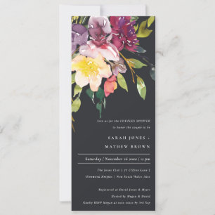 INVITACIÓN DUCHA DE PAREJAS FLORALES DE BURGUNDA DE RUBOR AMA
