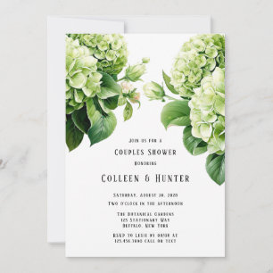 Invitación Ducha de Parejas Florales de Hydrangea Verde