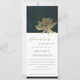 INVITACIÓN DUCHA DE PAREJAS FLORALES DE LOTUS VERDE ORO EMERR