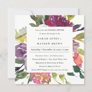 INVITACIÓN DUCHA DE PAREJAS FLORALES DE RUBOR AMARILLO BRILLA