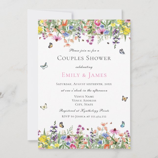Invitación Ducha de Parejas Florales de Verano (Anverso)