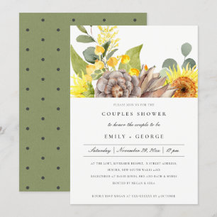 INVITACIÓN DUCHA DE PAREJAS FLORALES EUCALÍPTUS RÚSTICAMENTE 