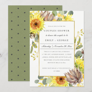INVITACIÓN DUCHA DE PAREJAS FLORALES EUCALÍPTUS RÚSTICAMENTE 